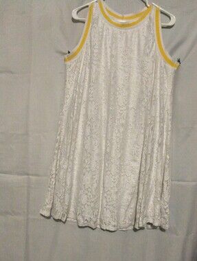 madison leigh White Dress with Yellow Trim